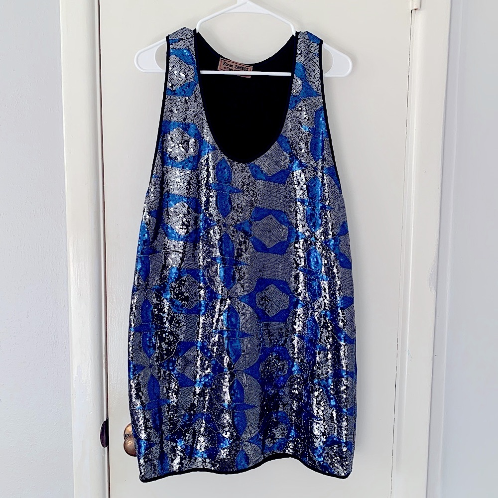 🪩VTG🪩 Karen Zambos Vintage Couture Sequin Cocktail Dress Size Medium ✨HP✨